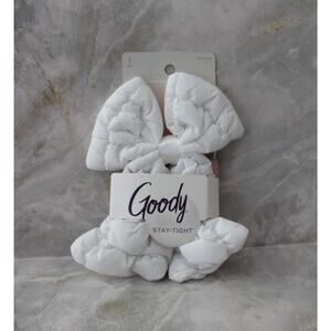 Goody Luxe Puffer Bow Barrette Stay Tight Hair Clip White NWT